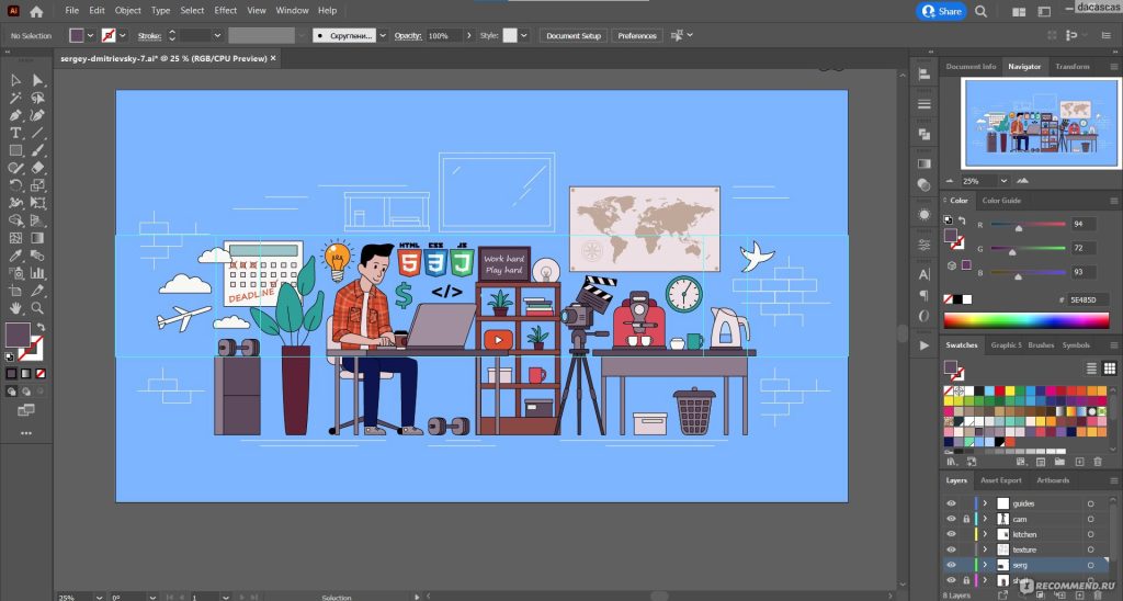 Adobe Illustrator seamlessly integrates with other Adobe Creative Cloud apps, making it easy to move between programs like Photoshop and InDesign. 